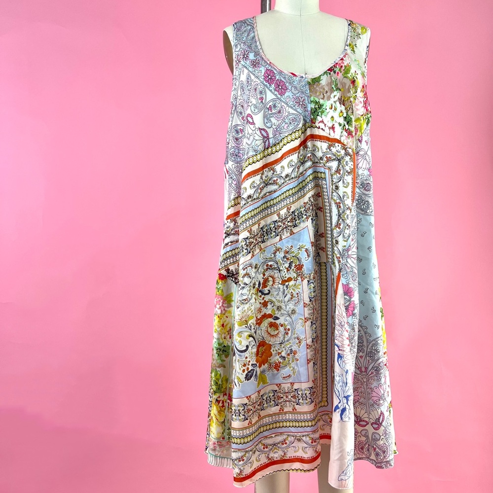 Johnny Was Silk Patchwork Slip Dress SZ: XXL Perfect condition!